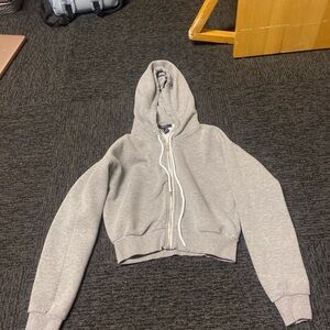 Gray cropped zip up